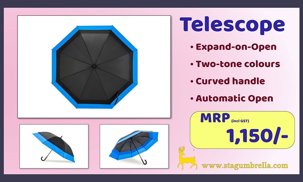 Rupees 1150 Per Umbrella telescope Stag Brand